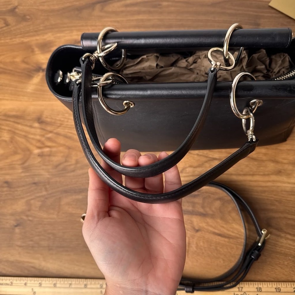Henri Bendel Satchel Leather Black Convertible With Crossbody Bag - Picture 12 of 16